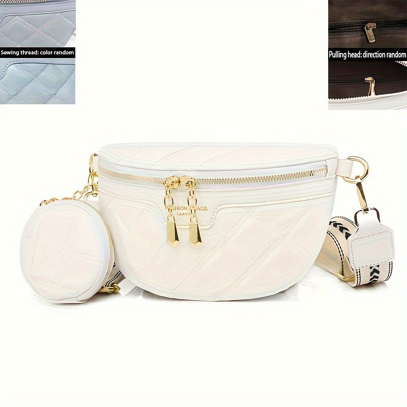 Riñonera acolchada con rombos que marca tendencia: moderna bandolera de piel sintética para mujer con elegante monedero: segura, versátil y ligera para viajar.