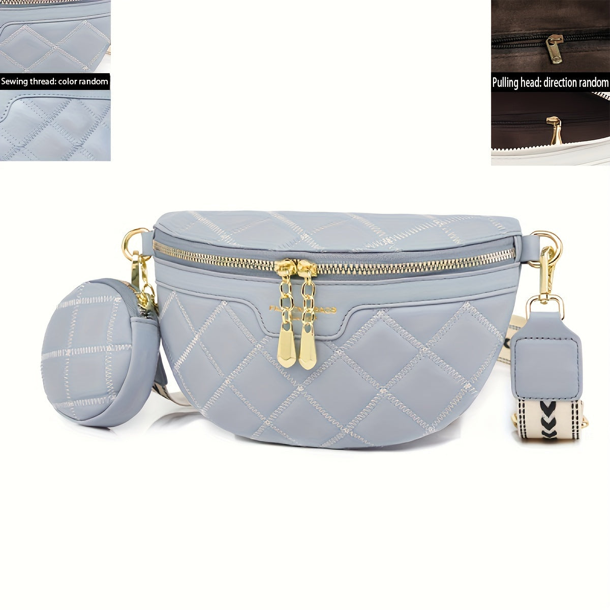 Riñonera acolchada con rombos que marca tendencia: moderna bandolera de piel sintética para mujer con elegante monedero: segura, versátil y ligera para viajar.