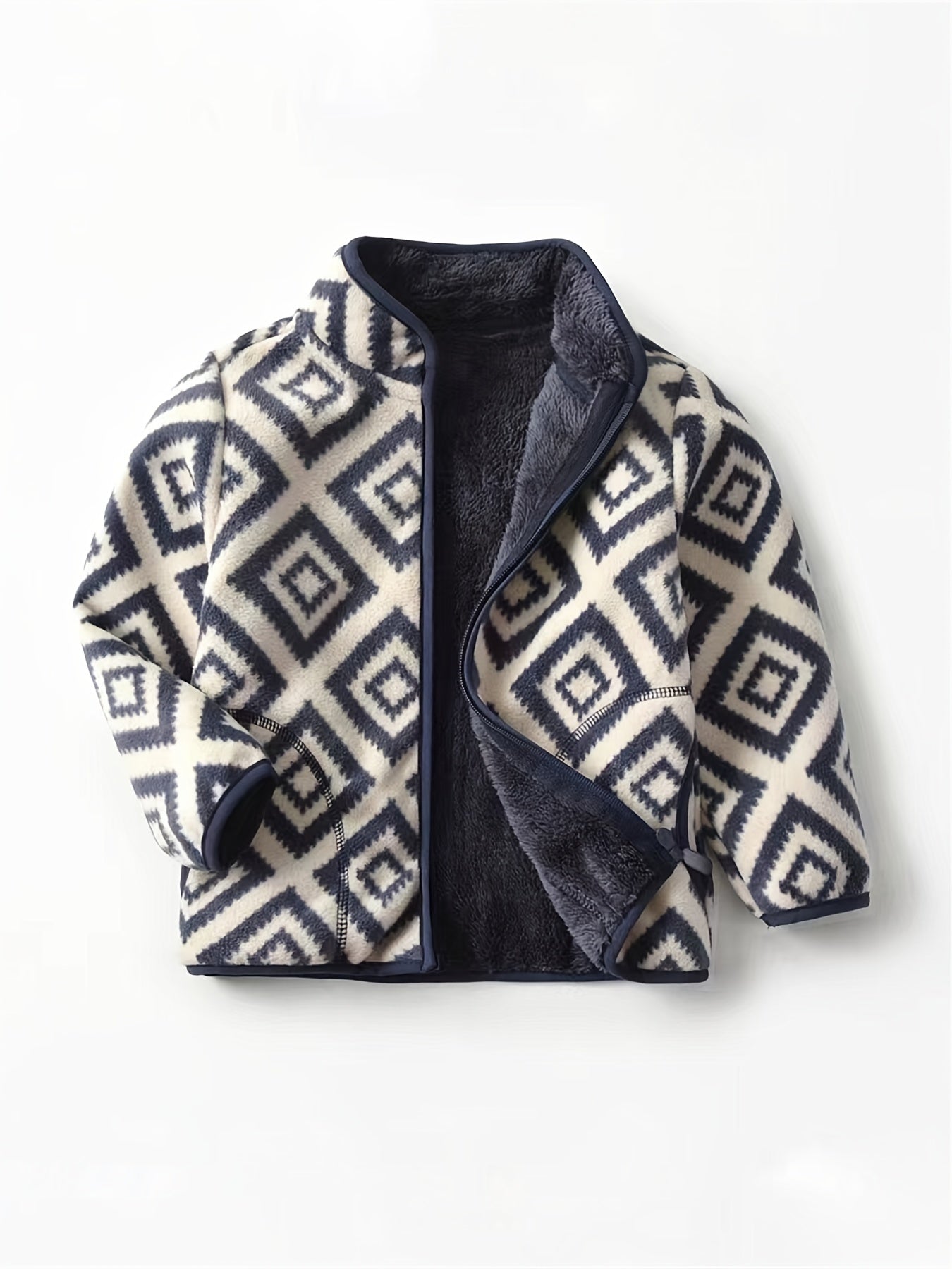 Chaqueta con cuello alto, gruesa, cálida, informal, con estampado a cuadros vintage para niños, nueva