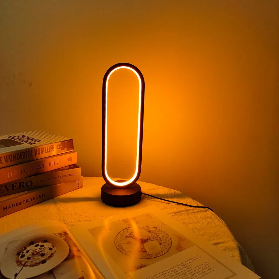 1 lámpara de dormitorio con anillo para sala de estar, lámpara de noche LED con atenuación de tres colores