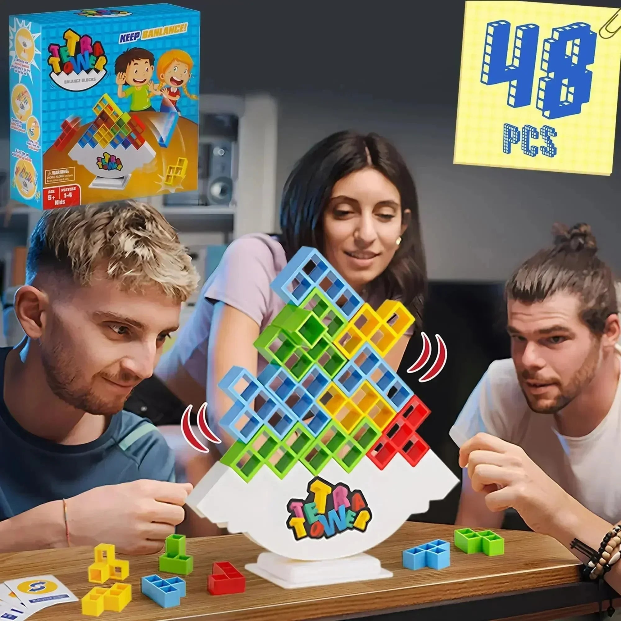 Tetra Tower Fun Balance Stacking Building Blocks Board Game for Kids Adults Friends Team Dorm Family Game Night and Partie Gifts