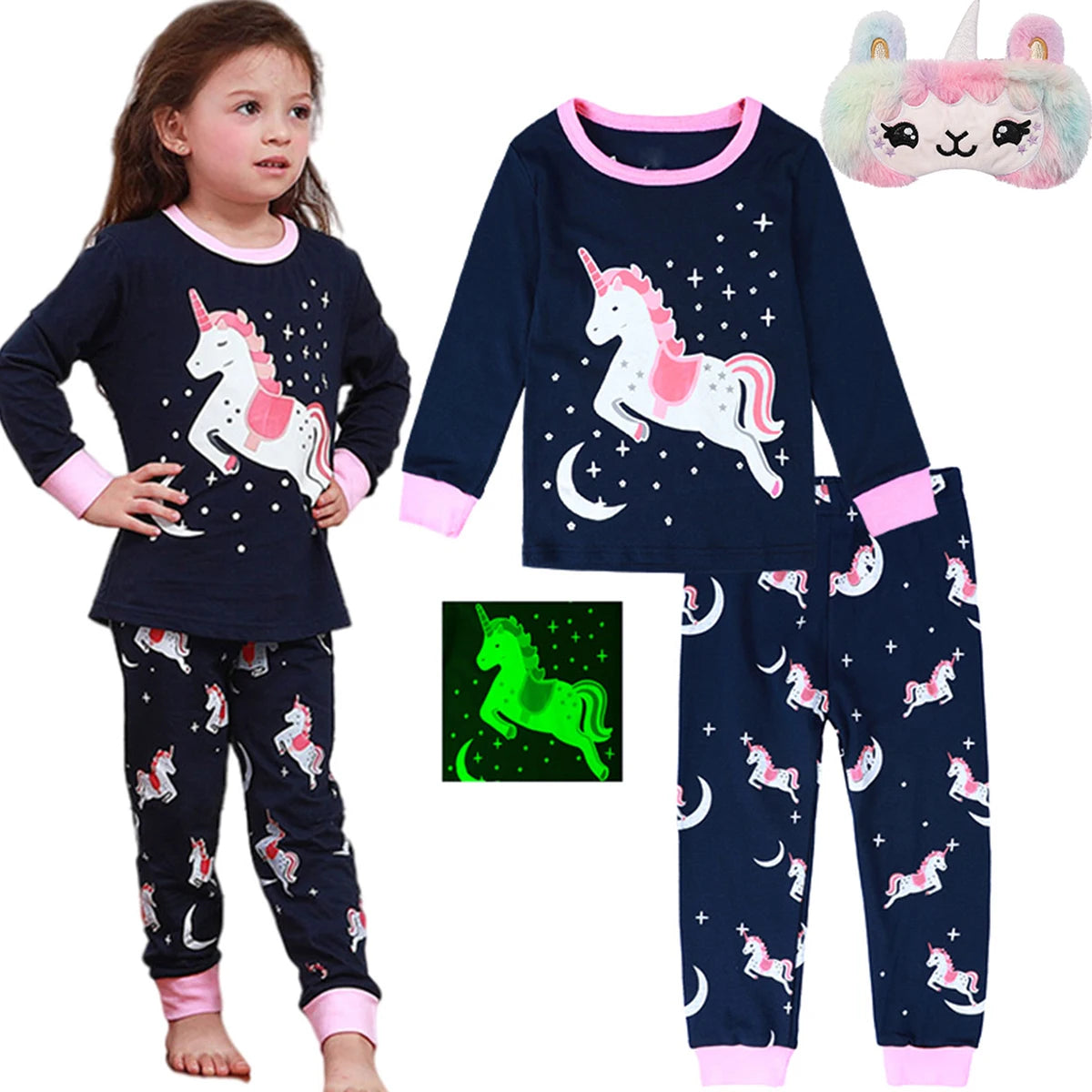 Pijamas para niños niña niño pequeño unicornio esqueleto Halloween ropa de dormir bebé lindo carnaval pijama Unicornio infantil