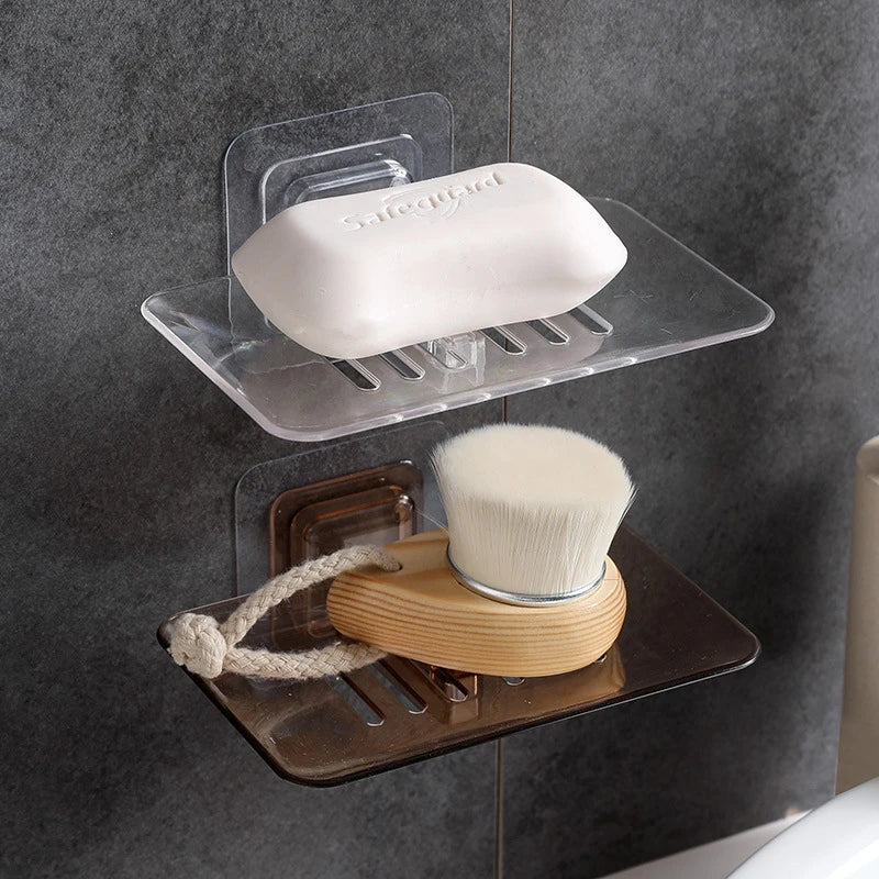 Jabonera transparente sin perforaciones, soporte para jabón de pared, esponja para jabón, accesorios de baño, jaboneras autoadhesivas
