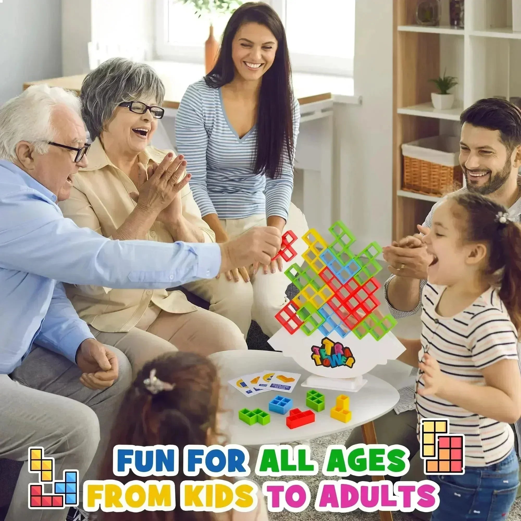 Tetra Tower Fun Balance Stacking Building Blocks Board Game for Kids Adults Friends Team Dorm Family Game Night and Partie Gifts