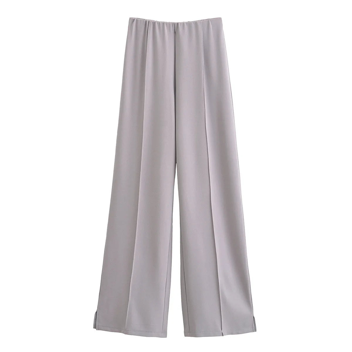 Nueva ropa de moda para mujer, manga larga, cuello redondo, top plisado, tela de doble cara, top de oficina, pantalones casuales