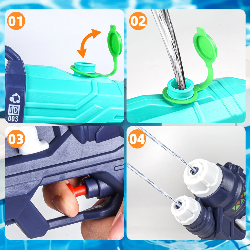 Pistola de agua de juguete para niños, potente pistola de agua con capacidad de 500 ml de humedad, pistola de agua de largo alcance para piscina para niños y niñas.