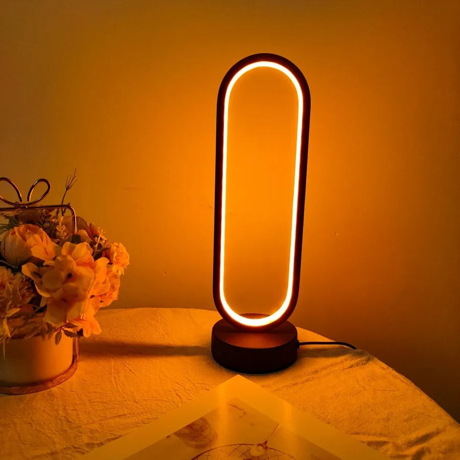 1 lámpara de dormitorio con anillo para sala de estar, lámpara de noche LED con atenuación de tres colores