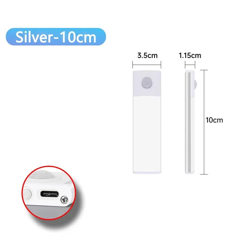 Lámpara LED para armario con sensor de movimiento, recargable por USB tipo C, para cocina, armario, 20 cm, 30 cm, 40 cm, 50 cm y 60 cm.