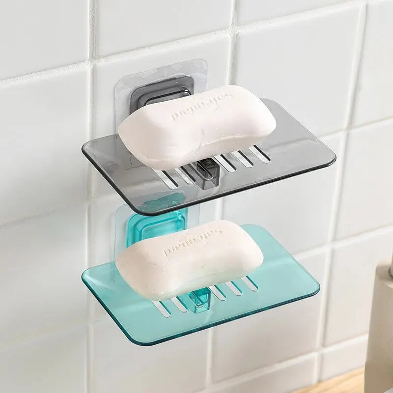 Jabonera transparente sin perforaciones, soporte para jabón de pared, esponja para jabón, accesorios de baño, jaboneras autoadhesivas