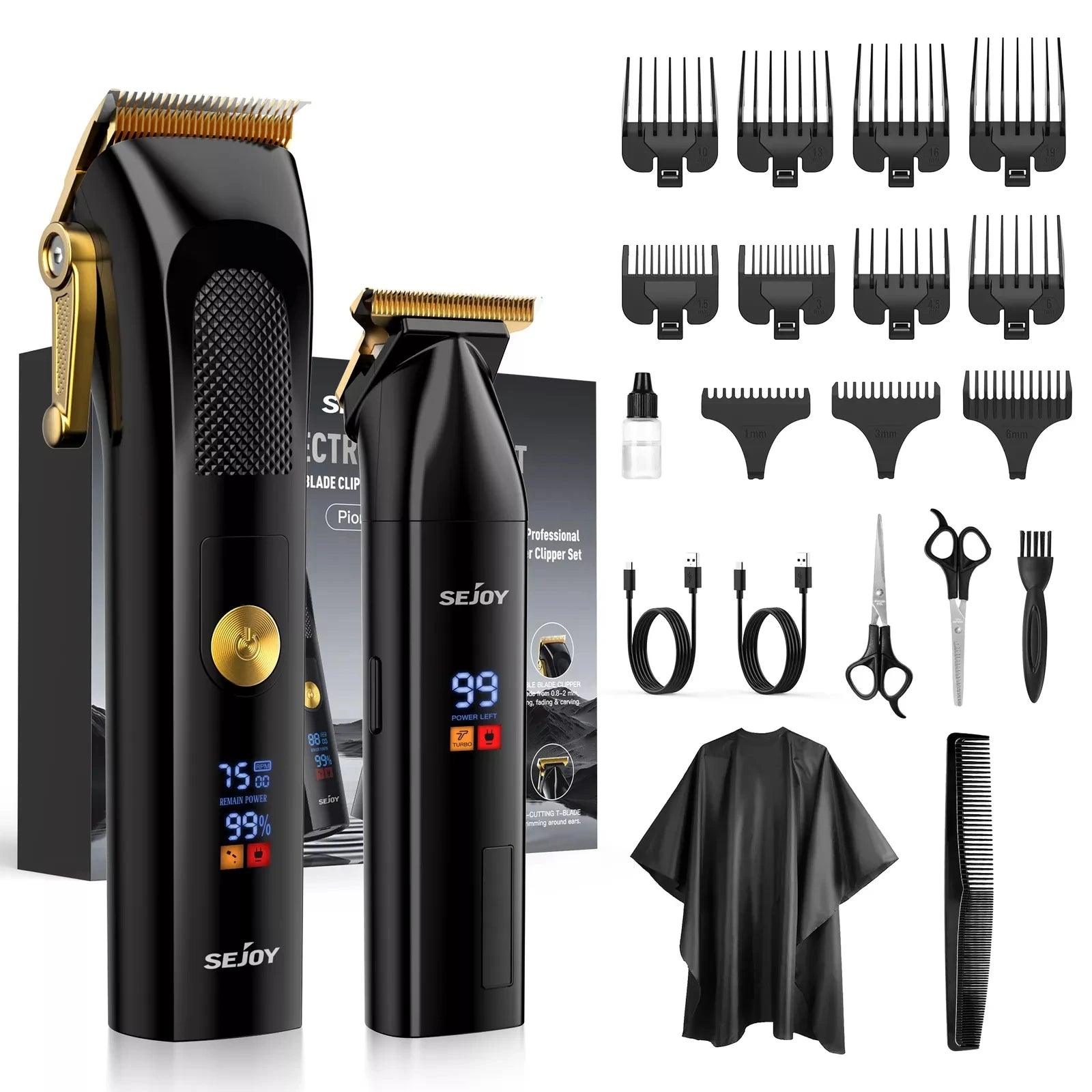 SEJOY - Juego de 2 cortadoras de pelo para hombre, kit de recortadora para barbero, juego de corte de barba para hombre, máquinas profesionales