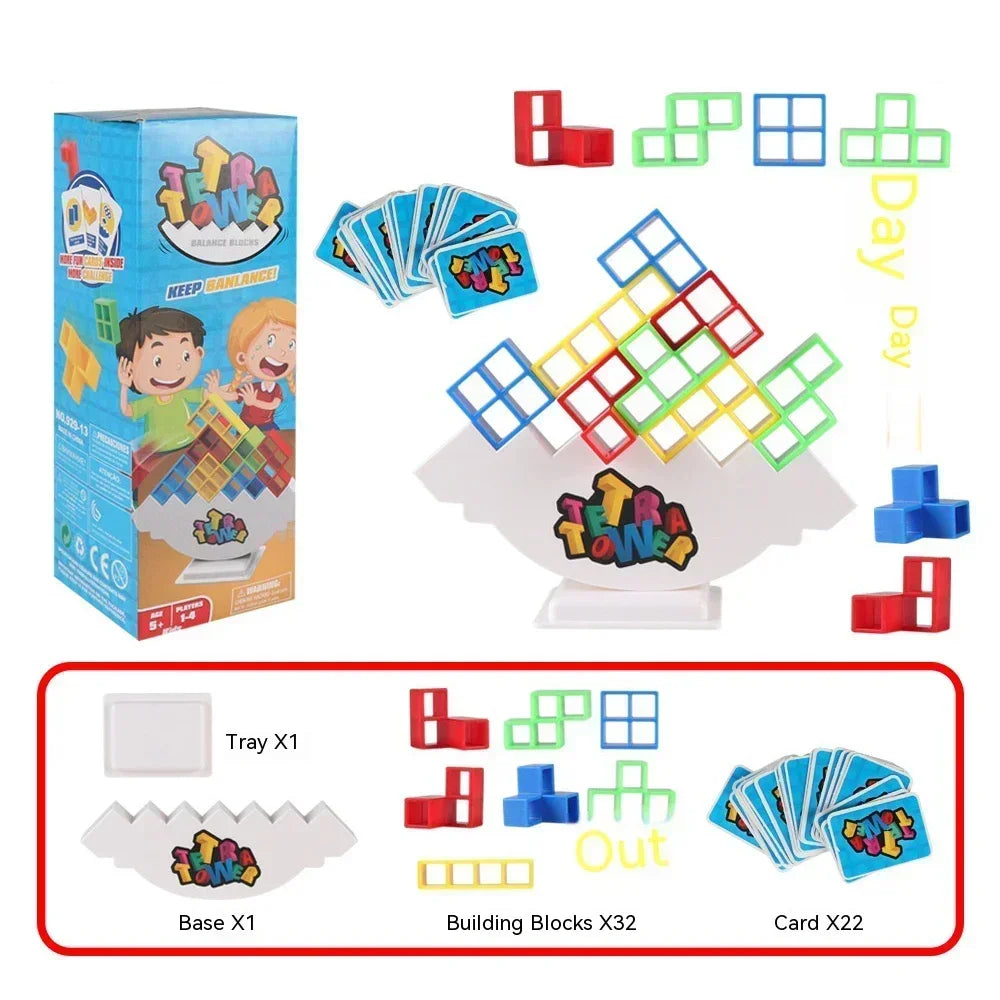Tetra Tower Fun Balance Stacking Building Blocks Board Game for Kids Adults Friends Team Dorm Family Game Night and Partie Gifts