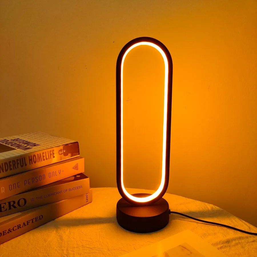 1 lámpara de dormitorio con anillo para sala de estar, lámpara de noche LED con atenuación de tres colores