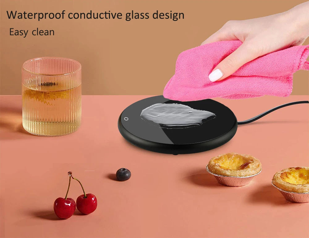 Calentador de tazas eléctrico con USB para café, leche, té, agua, almohadilla térmica inteligente, posavasos termostáticos para el hogar, la oficina y el escritorio.