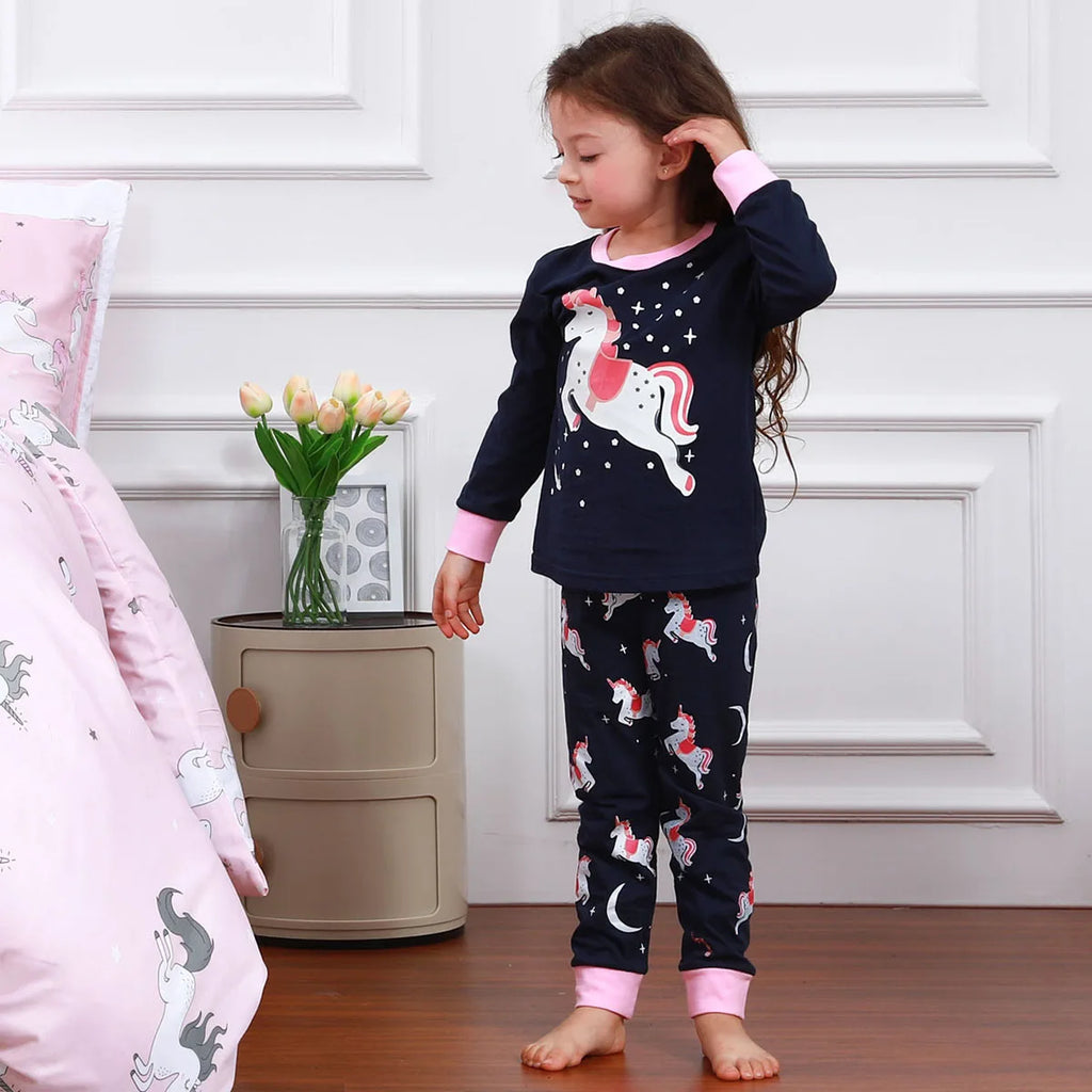 Pijamas para niños niña niño pequeño unicornio esqueleto Halloween ropa de dormir bebé lindo carnaval pijama Unicornio infantil