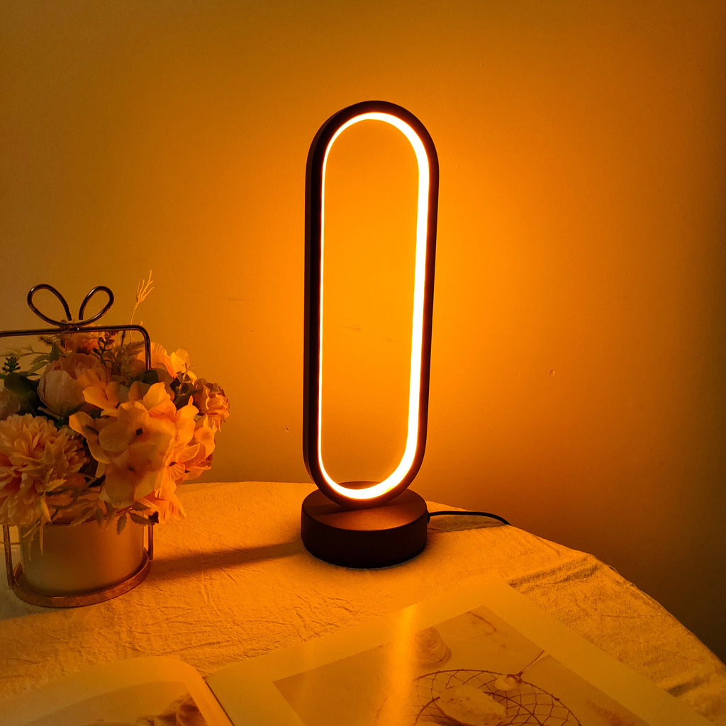 1 lámpara de dormitorio con anillo para sala de estar, lámpara de noche LED con atenuación de tres colores