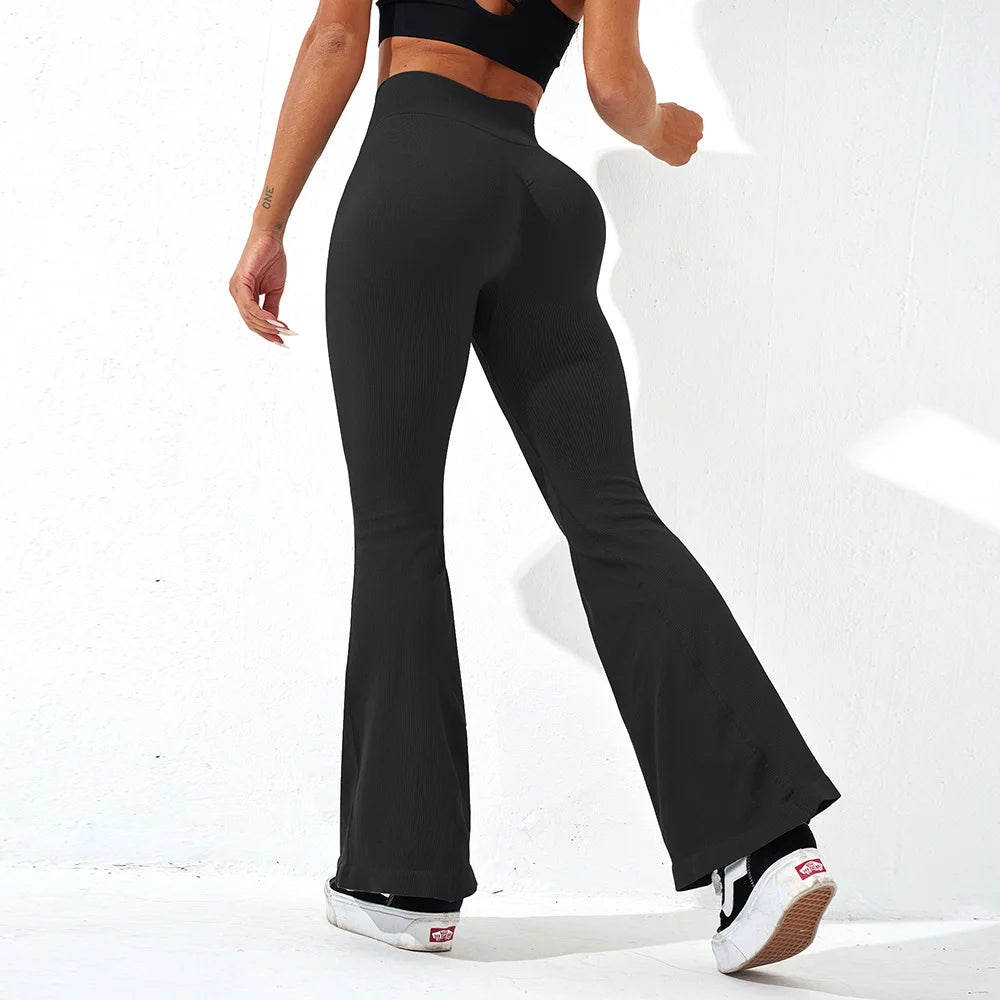 Calzas cintura cruzada y acampanadas para mujer, sexys, ajustadas, sin costuras, para gimnasio, correr, ciclismo, yoga, elásticas, realzadoras de glúteos, de cintura alta