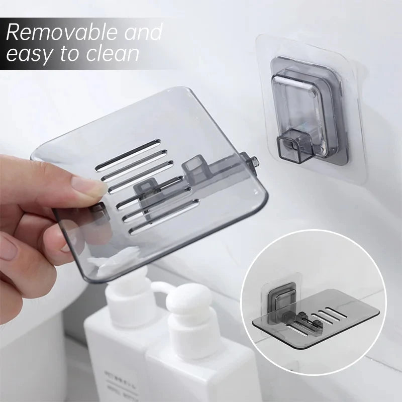 Jabonera transparente sin perforaciones, soporte para jabón de pared, esponja para jabón, accesorios de baño, jaboneras autoadhesivas