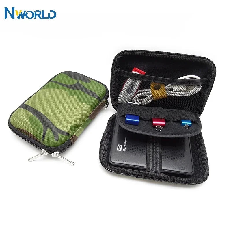 Funda protectora Nworld para banco de energía de 2,5 pulgadas, color verde militar, para disco duro externo USB WD Seagate HDD.