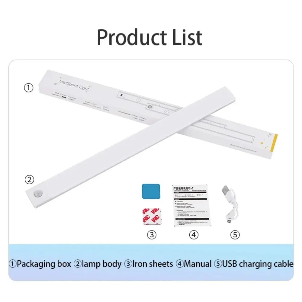 Lámpara LED para armario con sensor de movimiento, recargable por USB tipo C, para cocina, armario, 20 cm, 30 cm, 40 cm, 50 cm y 60 cm.