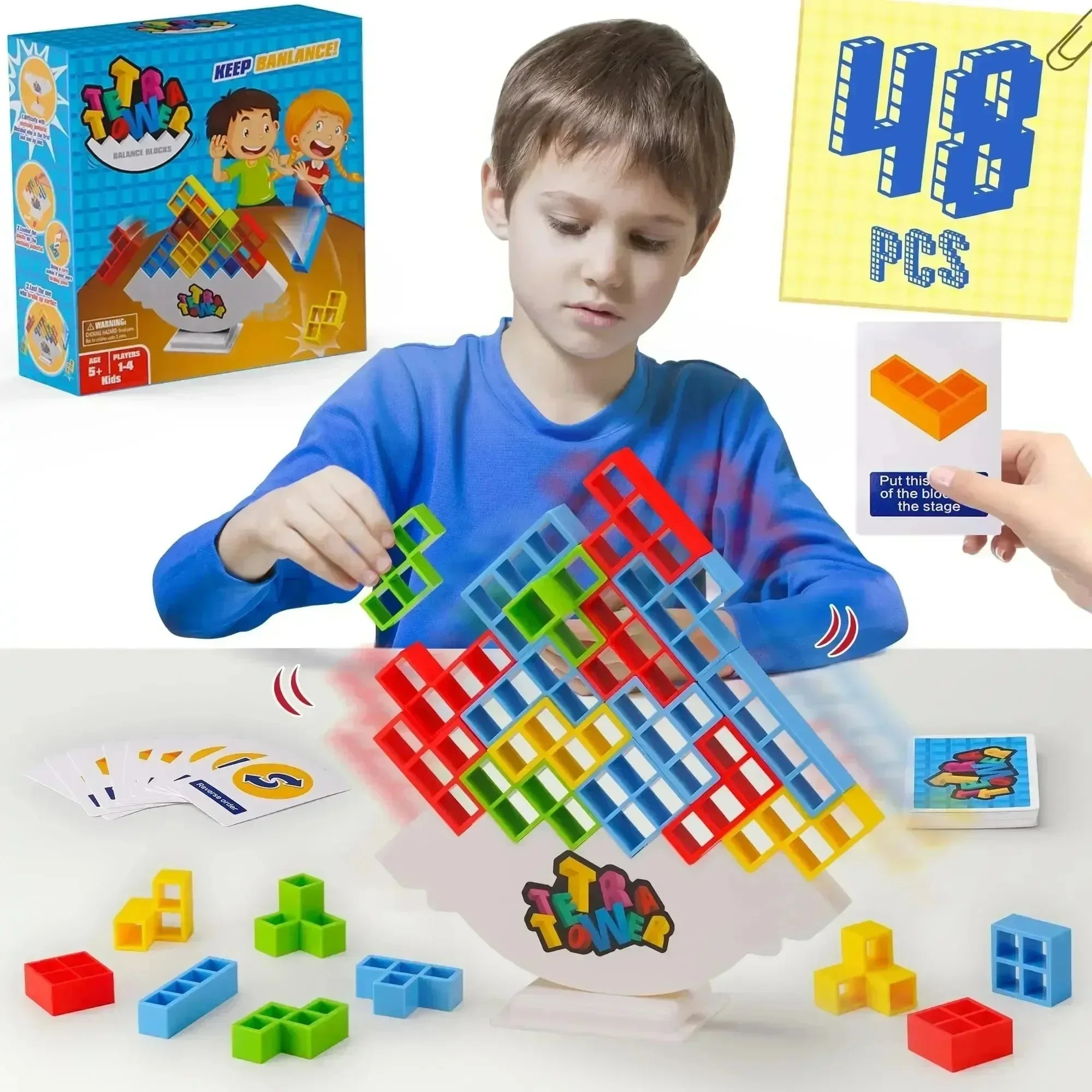 Tetra Tower Fun Balance Stacking Building Blocks Board Game for Kids Adults Friends Team Dorm Family Game Night and Partie Gifts