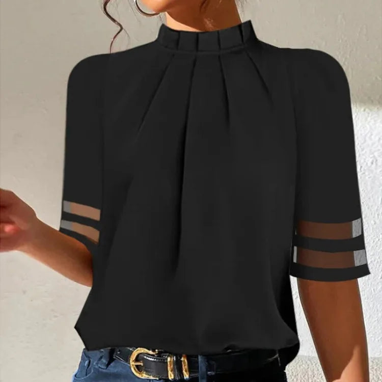 Blusas y tops de oficina sexis con hombros descubiertos para mujer, blusa informal de manga corta de verano 2025, blusa negra para mujer