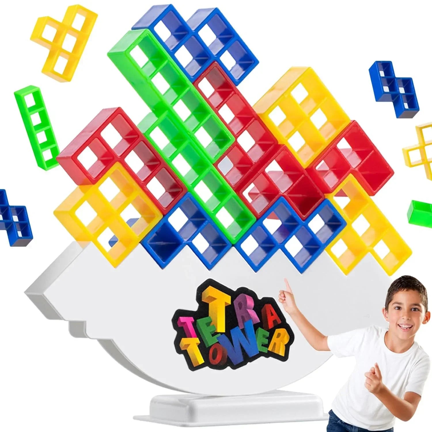 Tetra Tower Fun Balance Stacking Building Blocks Board Game for Kids Adults Friends Team Dorm Family Game Night and Partie Gifts