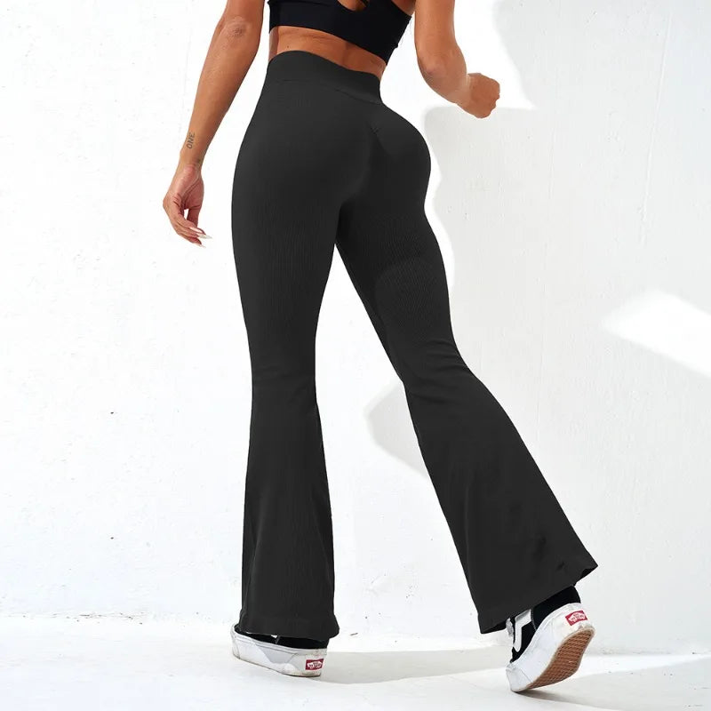 Calzas cintura cruzada y acampanadas para mujer, sexys, ajustadas, sin costuras, para gimnasio, correr, ciclismo, yoga, elásticas, realzadoras de glúteos, de cintura alta