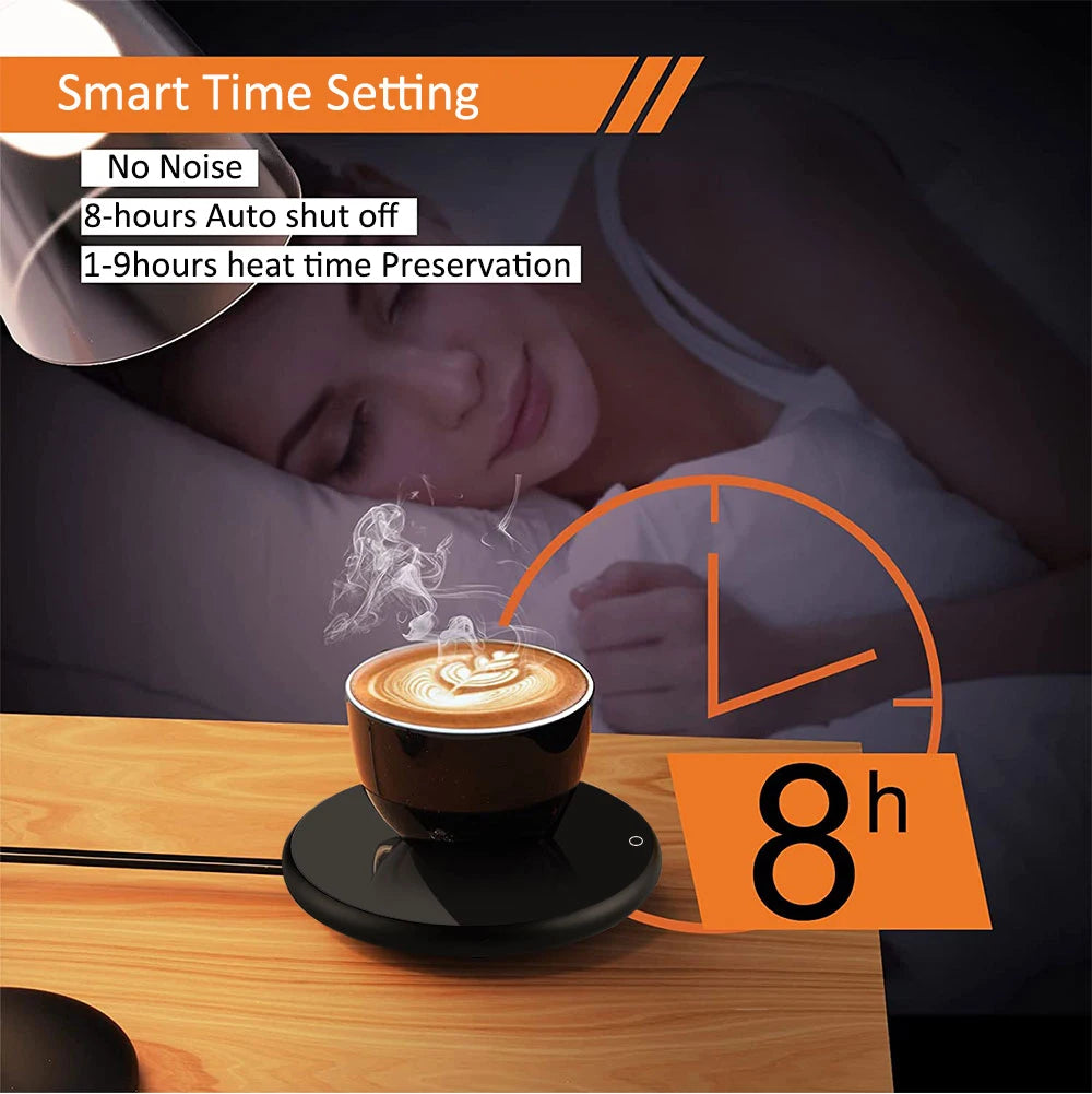 Calentador de tazas eléctrico con USB para café, leche, té, agua, almohadilla térmica inteligente, posavasos termostáticos para el hogar, la oficina y el escritorio.