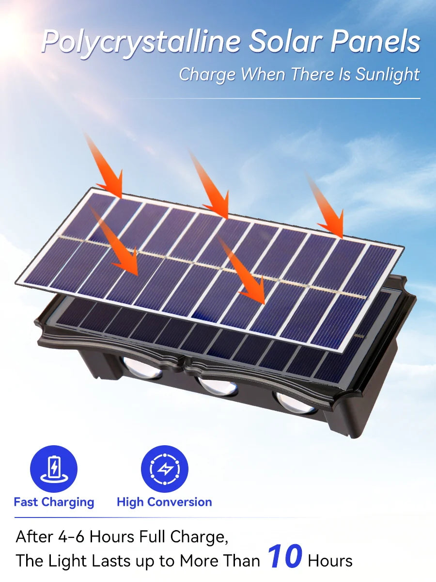 Lámpara de pared solar para exteriores, luz cálida, impermeable, iluminación vertical y vertical, iluminación decorativa para balcón, patio, jardín, pared exterior