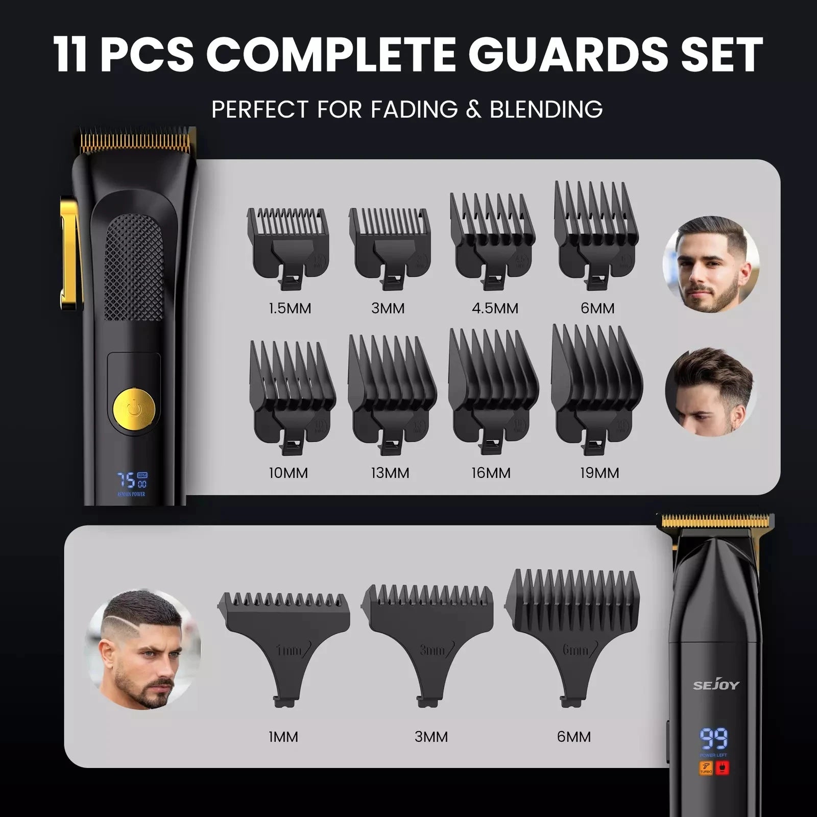 SEJOY - Juego de 2 cortadoras de pelo para hombre, kit de recortadora para barbero, juego de corte de barba para hombre, máquinas profesionales