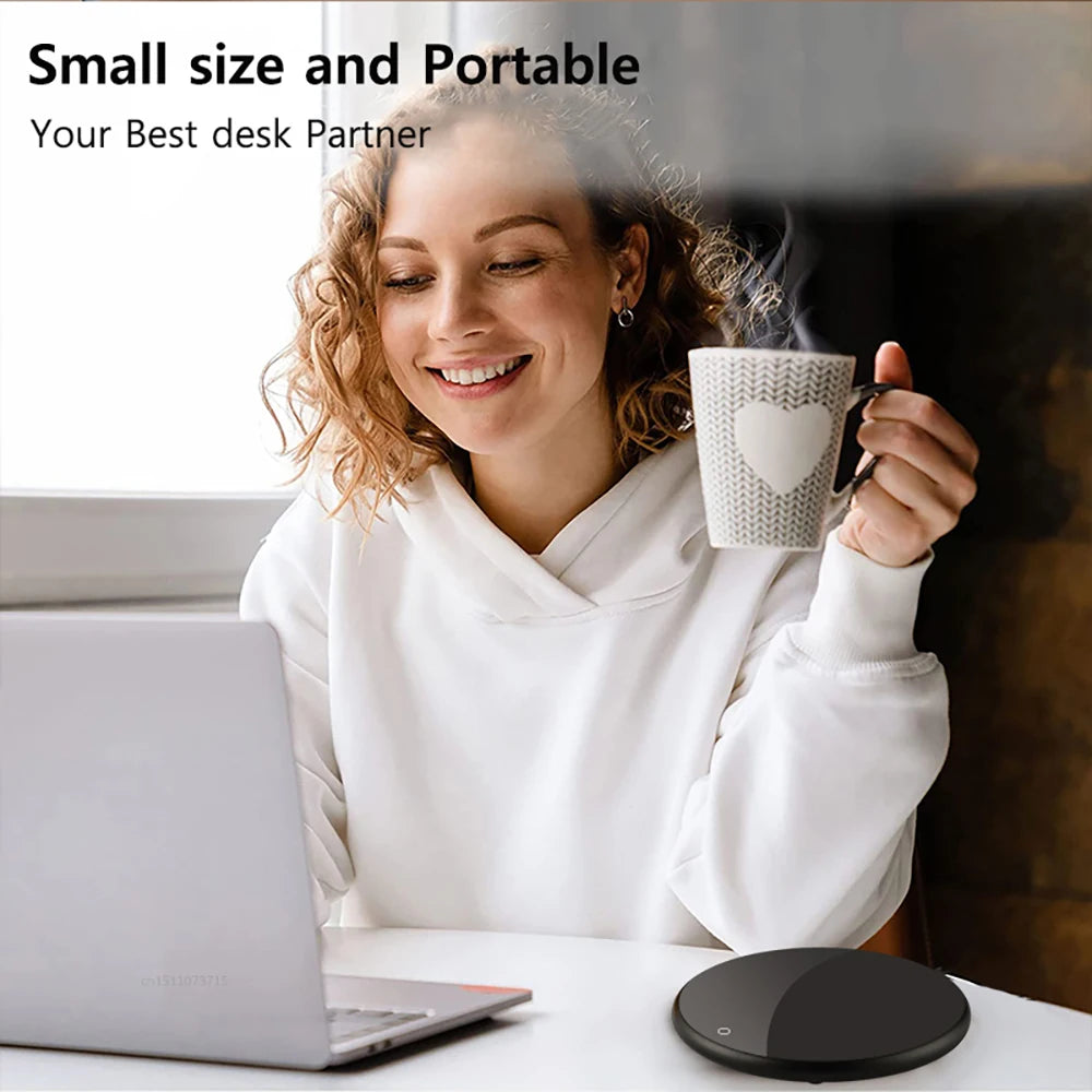 Calentador de tazas eléctrico con USB para café, leche, té, agua, almohadilla térmica inteligente, posavasos termostáticos para el hogar, la oficina y el escritorio.