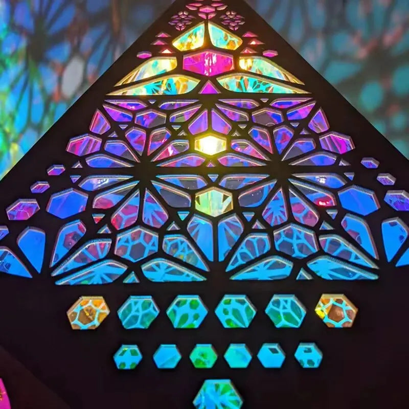 Lámpara de mesa LED bohemia con forma de estrella, proyección geométrica 3D multicolor, lámpara de noche ambiental vintage, adornos decorativos.