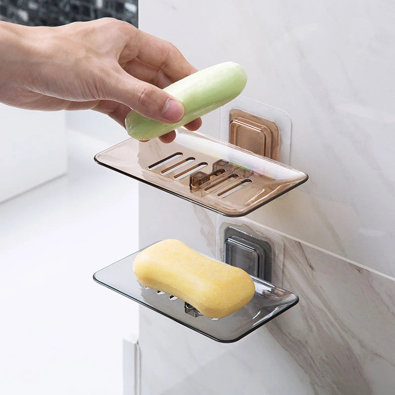 Jabonera transparente sin perforaciones, soporte para jabón de pared, esponja para jabón, accesorios de baño, jaboneras autoadhesivas