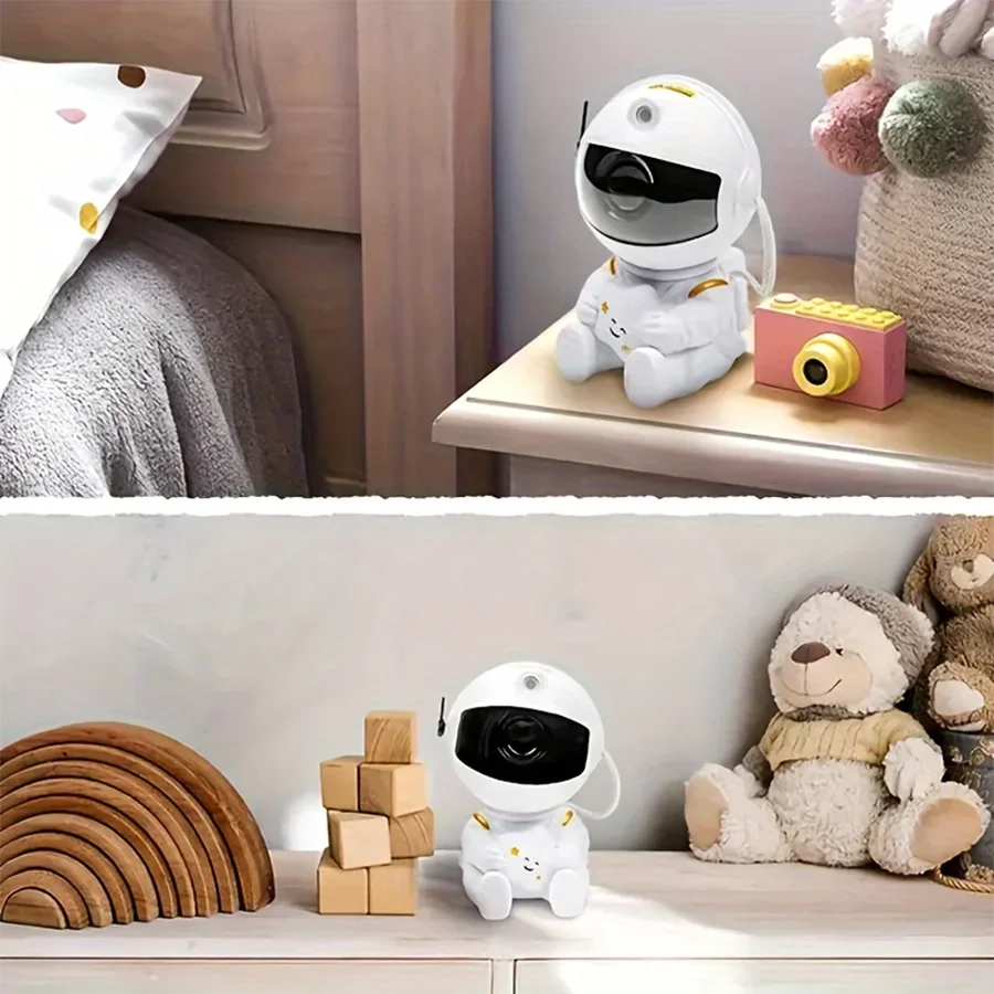 Proyector de luz nocturna de astronauta y galaxia, control remoto y cabezal giratorio de 360°, decoración de habitación