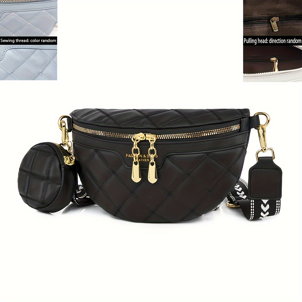 Riñonera acolchada con rombos que marca tendencia: moderna bandolera de piel sintética para mujer con elegante monedero: segura, versátil y ligera para viajar.