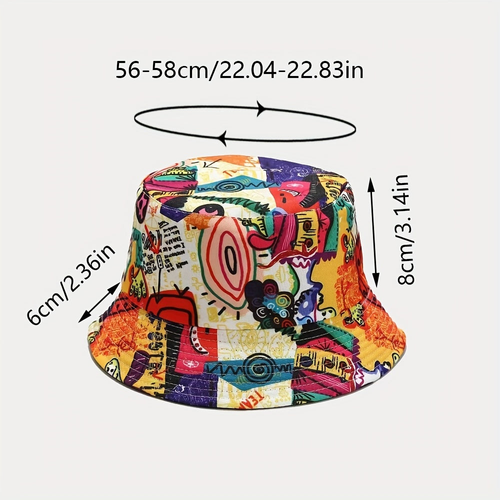 Sombrero de pescador con estampado de grafiti abstracto, gorra de pescador informal, unisex, con protector solar