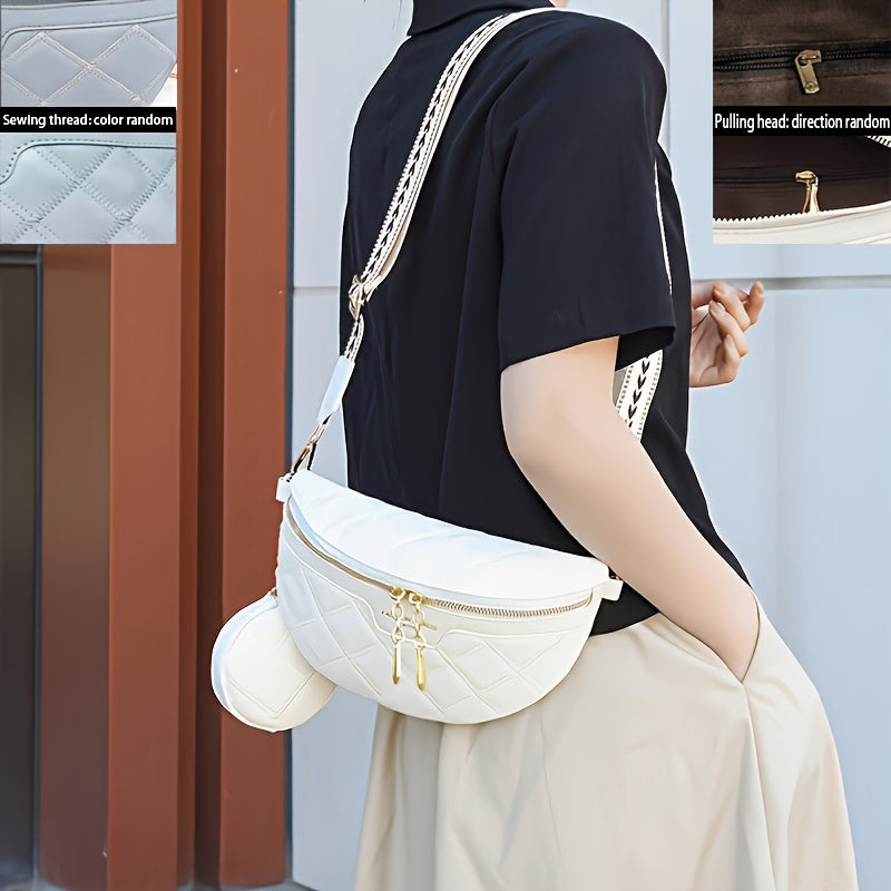 Riñonera acolchada con rombos que marca tendencia: moderna bandolera de piel sintética para mujer con elegante monedero: segura, versátil y ligera para viajar.